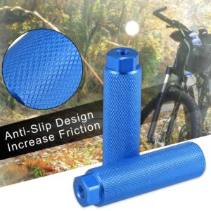 X AUTOHAUX Pair Aluminum Alloy Rear Foot Pegs Footrests Universal Blue for BMX MTB Bike Bicycle Fit 3/8 Inch Axles