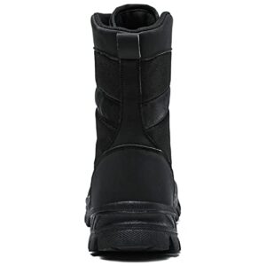 Military Tactical Ankle Boots, Men Outdoor Leather Winter Fur Warm Boots, Army Hunting Casual Shoes