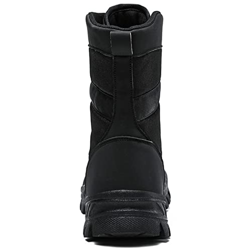 Military Tactical Ankle Boots, Men Outdoor Leather Winter Fur Warm Boots, Army Hunting Casual Shoes