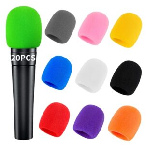 comemela pop filter for microphone foam microphone covers disposable mic covers for microphones, 20pcs colorful mic windscreen reusable mic foam covers