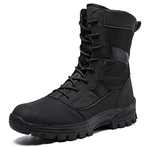 Military Tactical Ankle Boots, Men Outdoor Leather Winter Fur Warm Boots, Army Hunting Casual Shoes