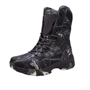 Military Tactical Ankle Boots, Men Outdoor Leather Winter Fur Warm Boots, Army Hunting Casual Shoes