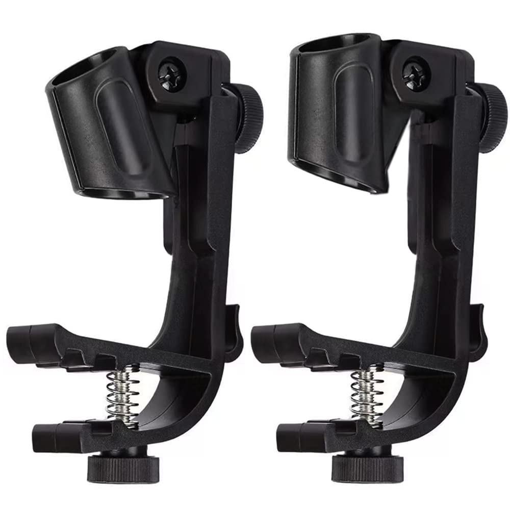 Drum Microphone Clip Adjustable Drum Rim Mic Clips Drum Microphone Mount Clamp (Pack of 2)