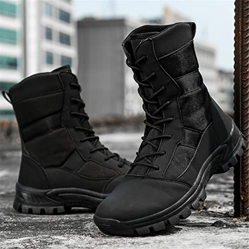 Military Tactical Ankle Boots, Men Outdoor Leather Winter Fur Warm Boots, Army Hunting Casual Shoes