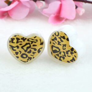 Jboyanpei 12Pcs/6pairs Sexy Leopard Ear Tunnels Plugs and Gauges Heart Shaped Acrylic Ear Expander Studs Stretching Body Piercing Jewelry 22mm