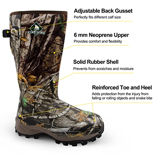 Obcursco Hunting Boots for Men, Waterproof Insulated 6mm Neoprene Rubber Boots for Hunting and Outdoor Activities (Camo, 10)