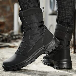 Military Tactical Ankle Boots, Men Outdoor Leather Winter Fur Warm Boots, Army Hunting Casual Shoes