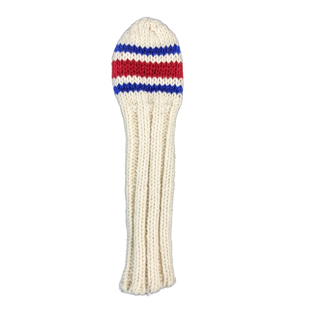 Classic 80s Sock Red and Blue Knit Golf Club Headcover by Sunfish (Fairway)