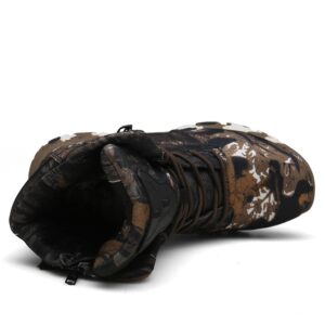 Waterproof Military Tactical Boots, Camouflage Disguise Outdoor Hunting Boots, Men Mid-Calf Trekking Shoes