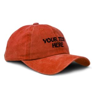 soft washed baseball cap custom personalized text cotton dad hats for men & women buckle closure orange