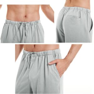 YuKaiChen Men's Linen Pants Yoga Sweatpants Beach Trousers Soft Casual Pants Light Grey Large