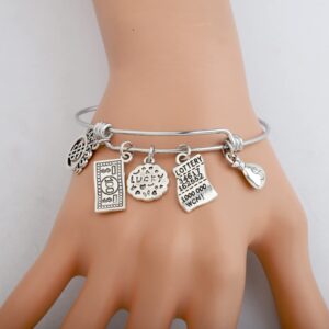 ENSIANTH Gambler Gift Ticket Bracelet Good Luck Jewelry Casino Gift Casino Lover Gift Lottery Bracelet (Lottery Bra)