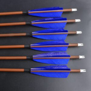 ZSHJGJR 31" Archery Carbon Arrows Spine 340 400 500 600 Hunting Arrows with Removable Tips Natural Feather Targeting Arrows for Compound & Recurve & Traditional Bow 6/12pcs (Spine 340, blue, 12)