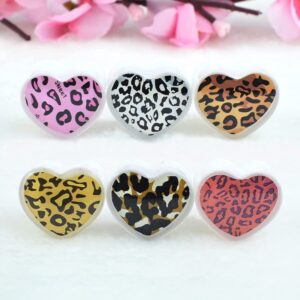 Jboyanpei 12Pcs/6pairs Sexy Leopard Ear Tunnels Plugs and Gauges Heart Shaped Acrylic Ear Expander Studs Stretching Body Piercing Jewelry 22mm