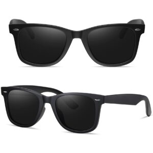 MEETSUN Polarized Sunglasses for Men Women Classic Retro Square Driving Sun Glasses UV400 Protection Matte Black