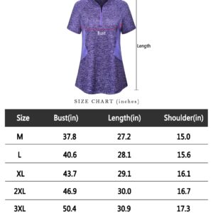 MISS FORTUNE Exercise Clothes Short Sleeve for Womens, Plus Size Sports Tops in Hiking Running Gym Tennis Golf Shirt Sport