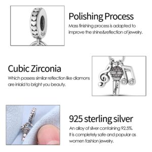 Pandach 925 Sterling Silver Charms for Bracelet&Necklace Dangle Pendant Bead with 5A Cubic Zirconia Stones,Jewelry Beads Gifts for Women