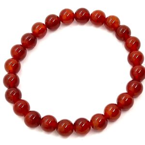 Red Dragon Vein Fire Agate Stretch Bracelet | Root Chakra | Aries Birthstone