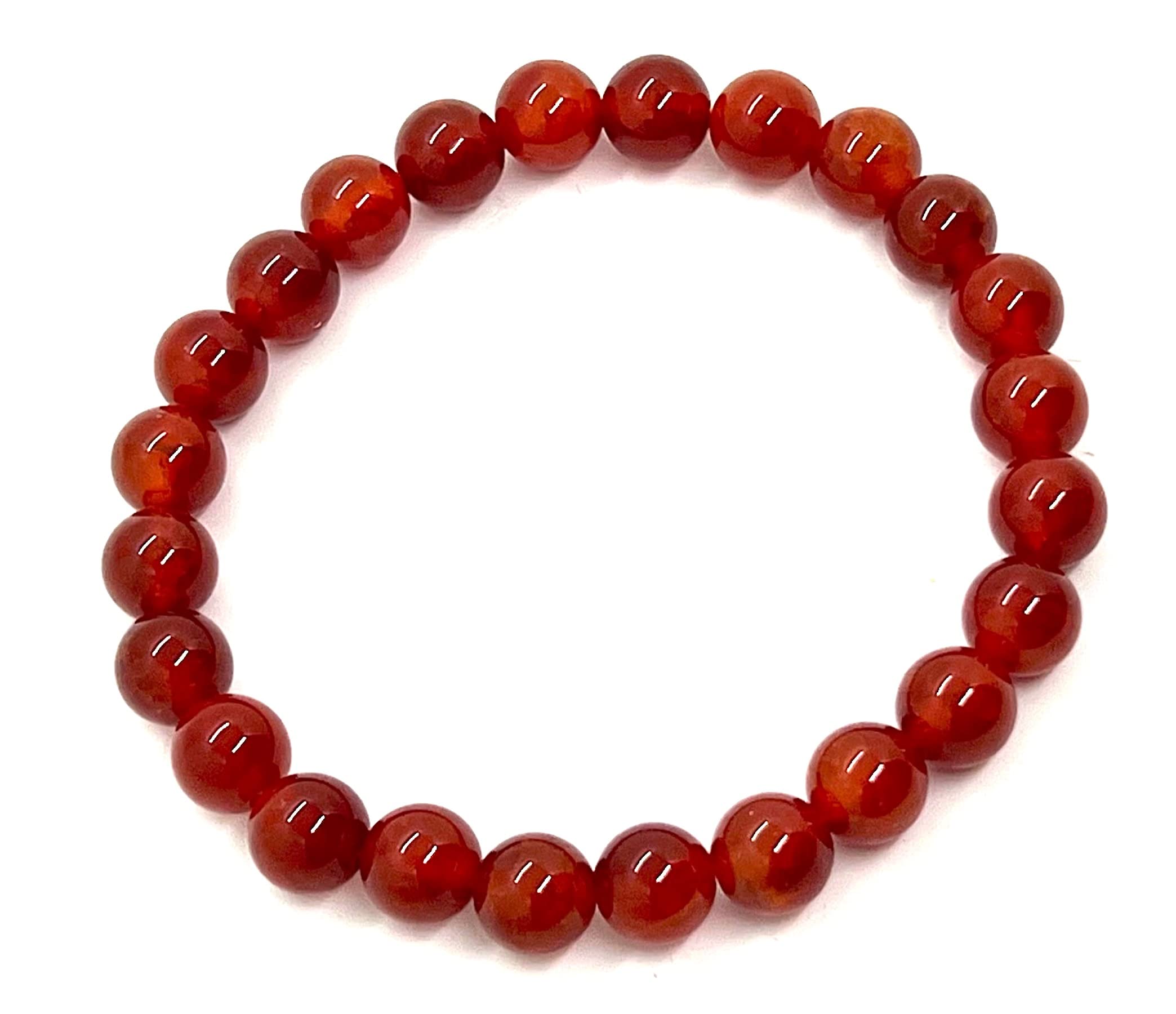 Red Dragon Vein Fire Agate Stretch Bracelet | Root Chakra | Aries Birthstone