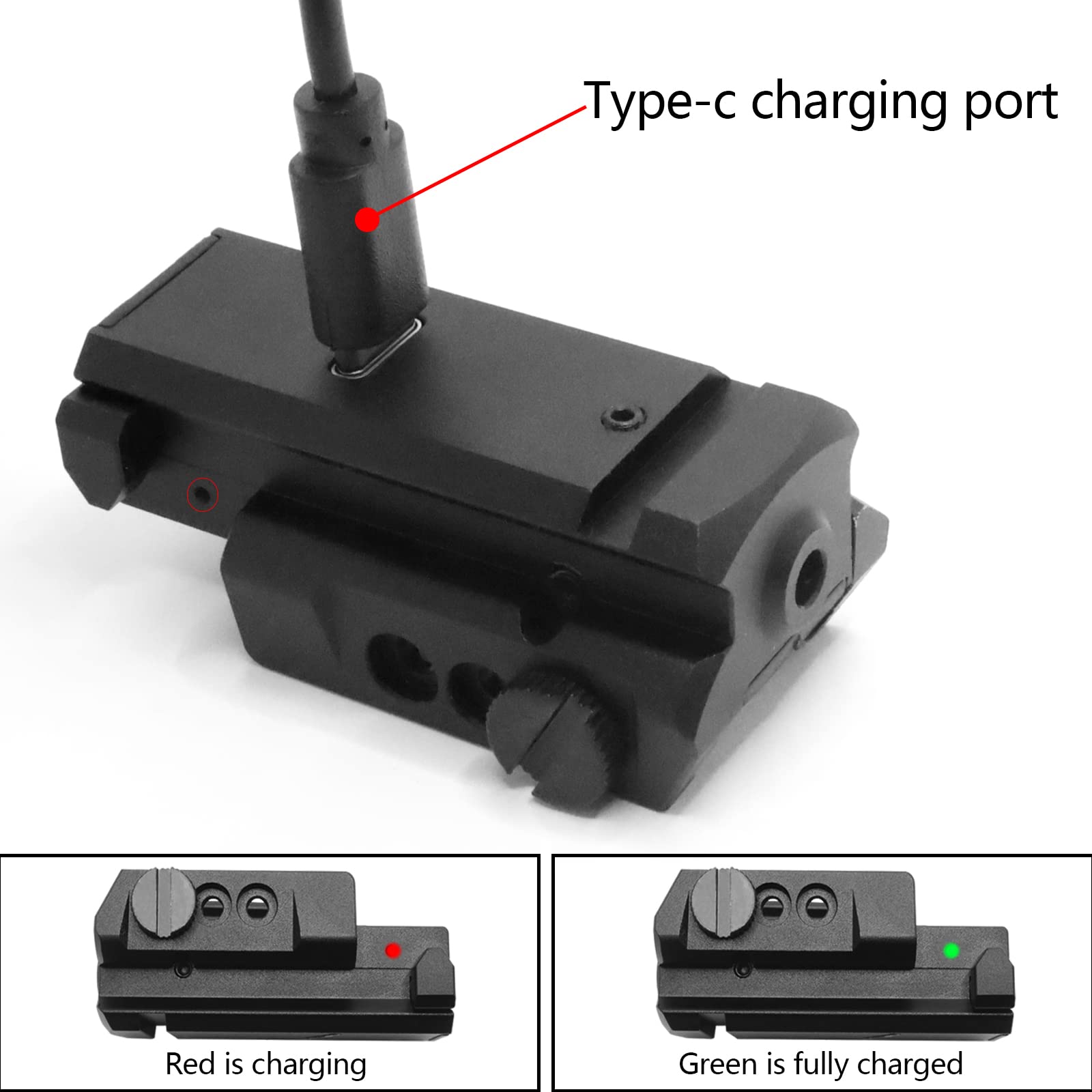 Nihowban Green Dot Laser Sight Compact Shockproof with Picatinny Weaver Rail for Pistol Handgun Gun Rifle USB Tup-C Charging Cable