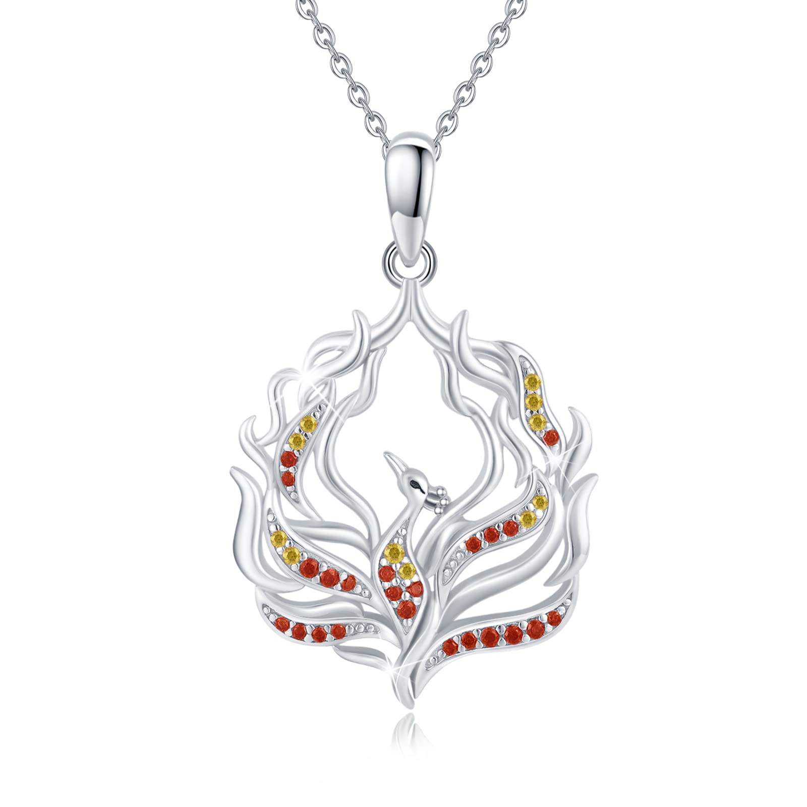 Aututer Phoenix Necklace for Women Sterling Silver Nirvana of Phoenix Necklace Flame Firebird Necklace Phoenix Jewelry for Women Teen