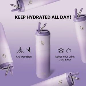 BOTTLE BOTTLE Insulated Water Bottle 24oz with Straw Lid and Handle for Sports Travel Gym Stainless Steel Water Bottles Double-Wall Vacuum Metal Thermos Bottles Leak Proof BPA-Free (purple gradient)