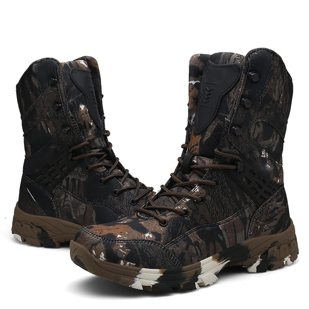 Men Camo Military Boots, Special Force Tactical Boots, Outdoor Desert Non-Slip Combat Shoes, Hiking Hunting Boot