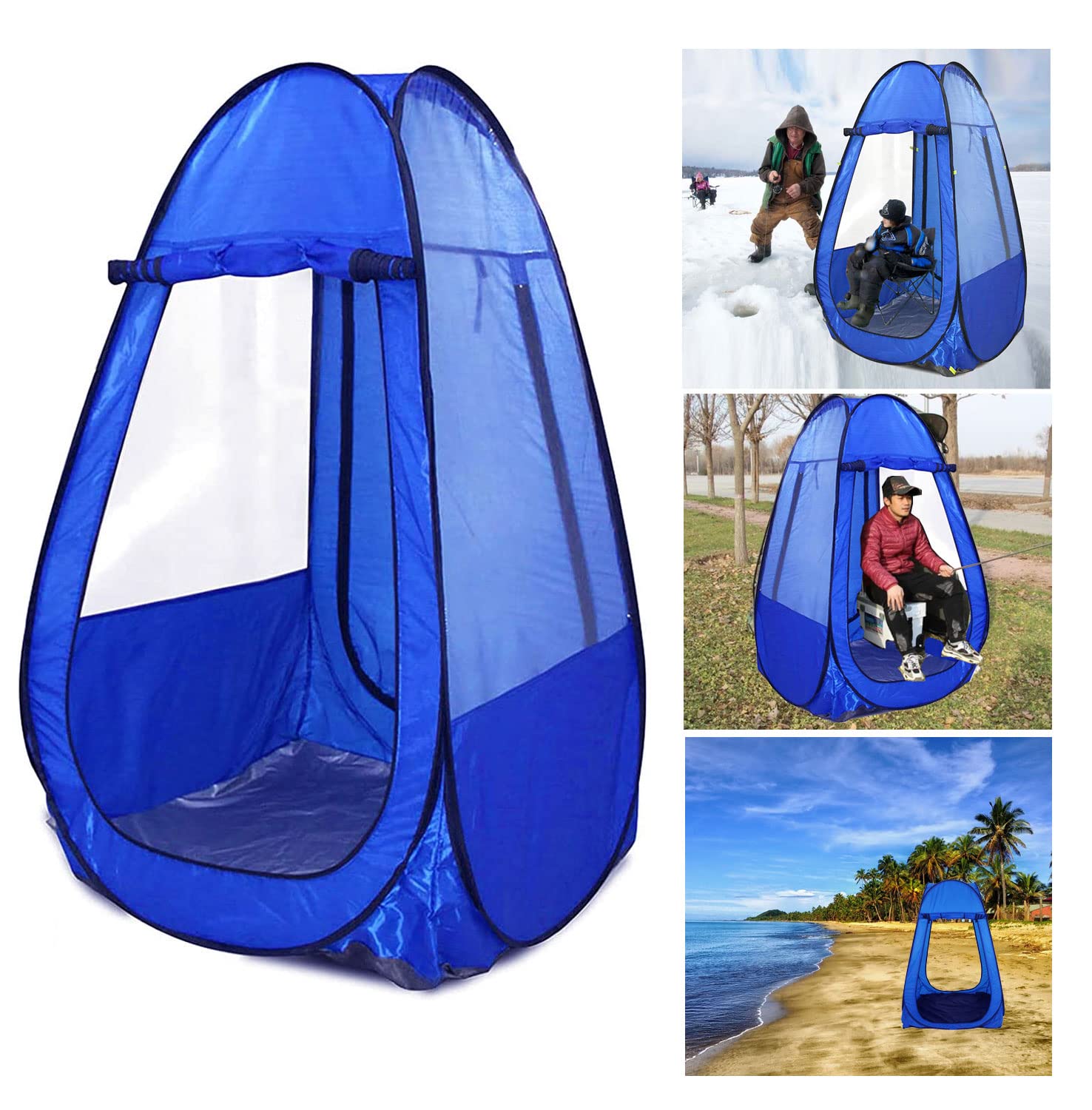 Sports Pop Up Tent for Shade | Personal Single Person Shelter Sport Tents Waterproof for Bad Weather, 2 Clear Sides, 2 Doors for Watching Events Games, for Camping Hiking Fishing Beach Outdoor