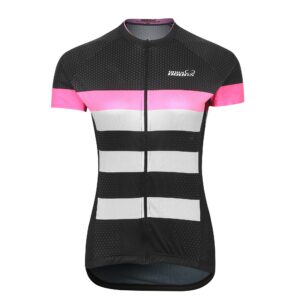 Deux Roues Premium Women's Cycling Jersey and Bib Tights Kit (Pink Jersey, X-Large)