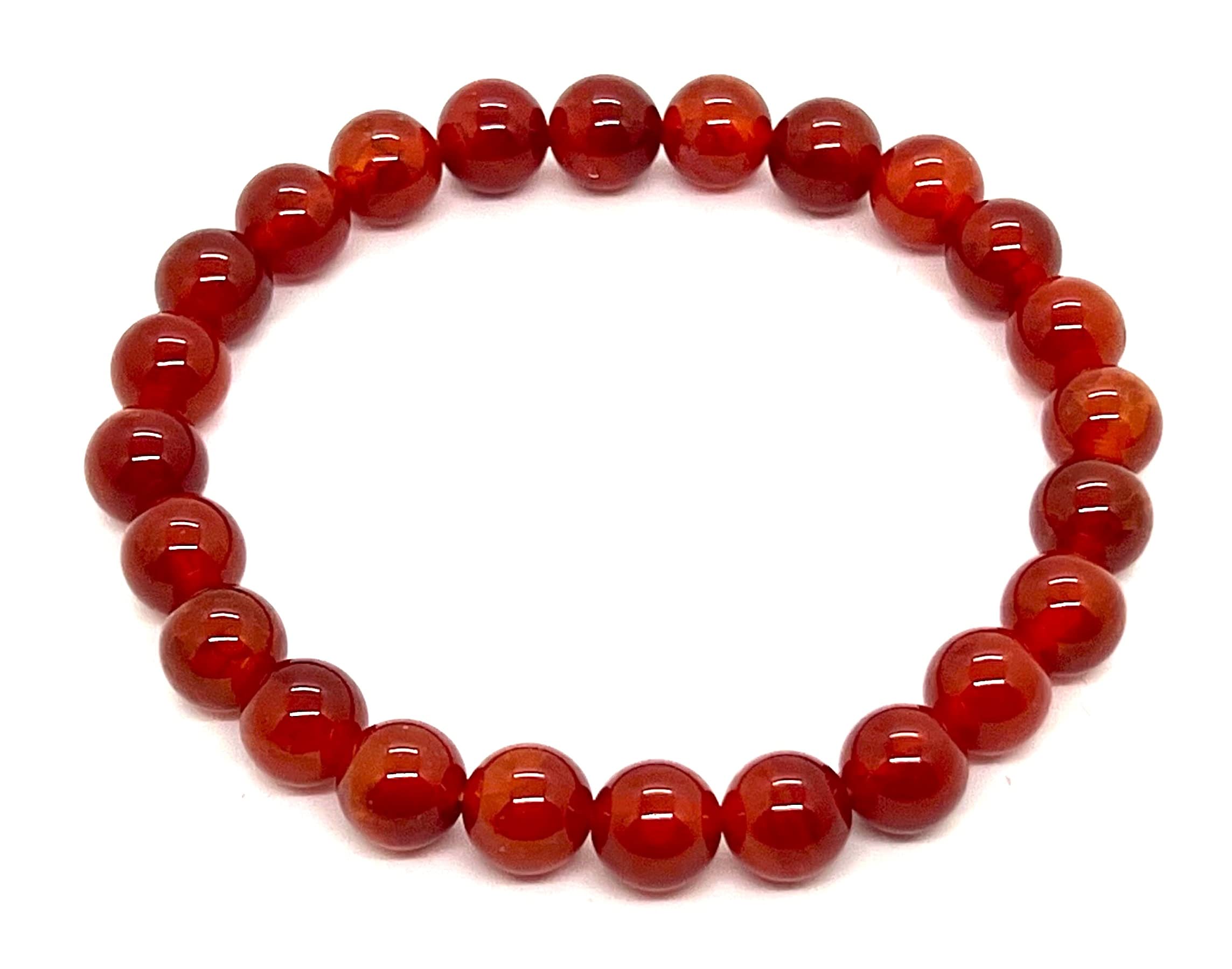 Red Dragon Vein Fire Agate Stretch Bracelet | Root Chakra | Aries Birthstone