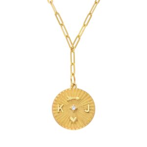 oak & luna - personalized tyra medallion collection with diamond option - designer gift for her, women, wife - luxury jewelry for mother's day, christmas, anniversary (initial medallion - gold vermeil, with diamond)