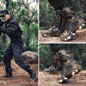 Men Camo Military Boots, Special Force Tactical Boots, Outdoor Desert Non-Slip Combat Shoes, Hiking Hunting Boot