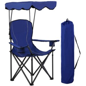 LET'S CAMP Camp Chair with Shade Canopy Folding Camping Recliner Chair with Carry Bag for Outdoor Camping Hiking Beach, Heavy Duty 350 LBS