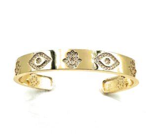 leslie boules evil eye & hamsa hand cuff bracelet for women 18k gold plated fashion jewelry