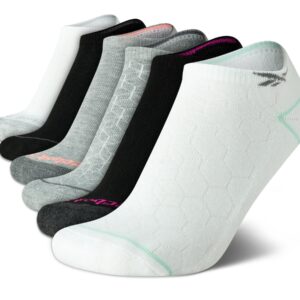 Reebok Women's Low Cut Socks - 6 Pack Performance Cushion Comfort No Show Socks - Breathable Athletic Socks for Women (4-10), Size 4-10, Grey Multi