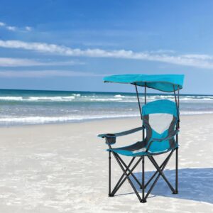 LET'S CAMP Camp Chair with Shade Canopy Folding Camping Chair with Cup Holder and Carry Bag for Outdoor Camping Hiking Beach, Heavy Duty 350 LBS