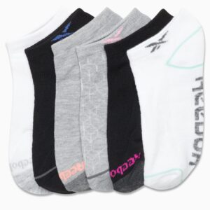 Reebok Women's Low Cut Socks - 6 Pack Performance Cushion Comfort No Show Socks - Breathable Athletic Socks for Women (4-10), Size 4-10, Grey Multi