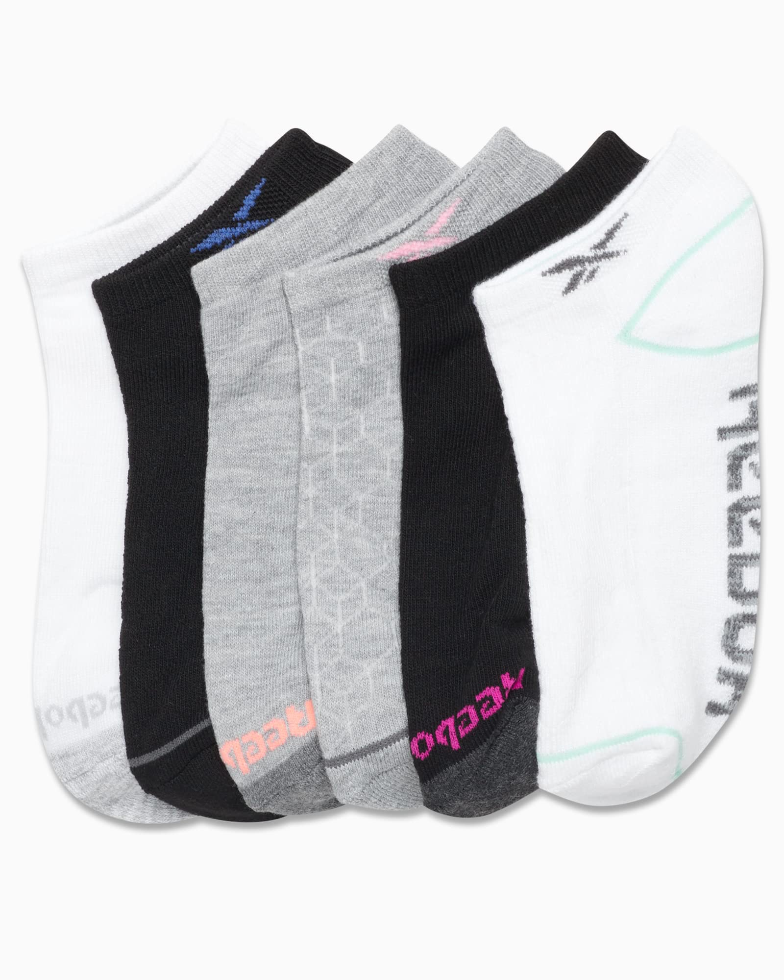 Reebok Women's Low Cut Socks - 6 Pack Performance Cushion Comfort No Show Socks - Breathable Athletic Socks for Women (4-10), Size 4-10, Grey Multi