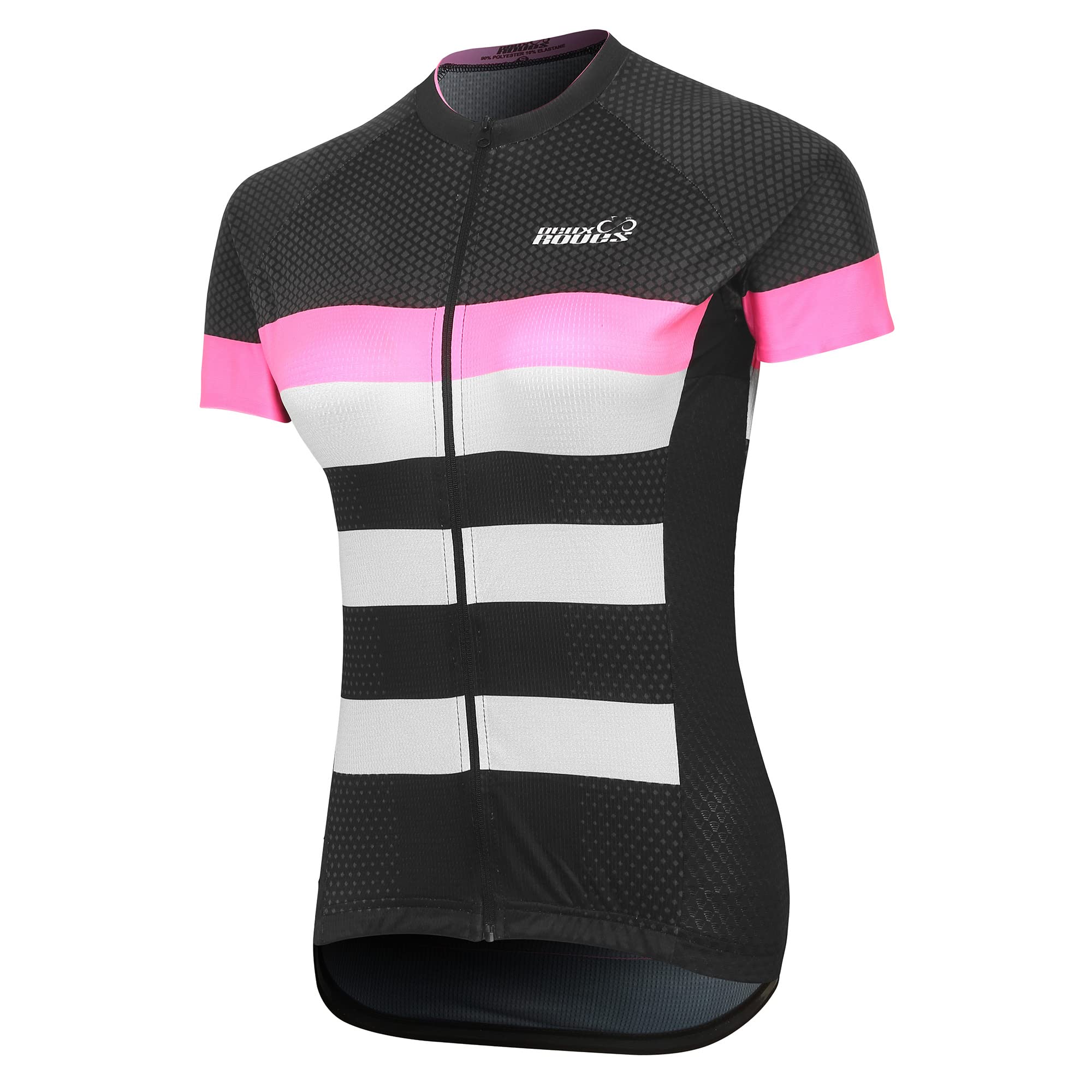 Deux Roues Premium Women's Cycling Jersey and Bib Tights Kit (Pink Jersey, X-Large)