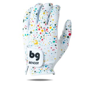 bg bender golf glove | wear on left | (paint splatter, mens medium)