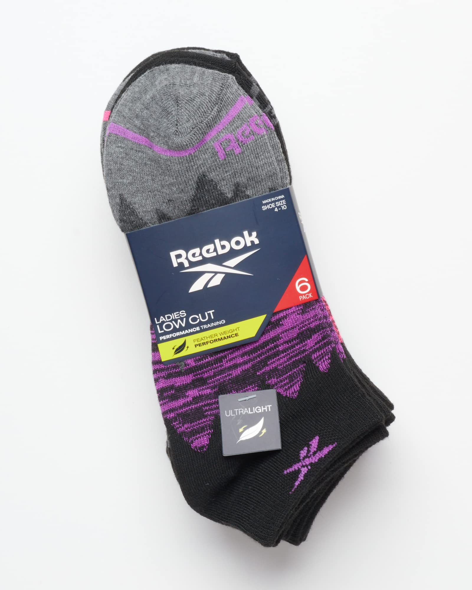 Reebok Women's Athletic Socks - Performance Low Cut Socks (6 Pack), Size 4-10, Black Marl