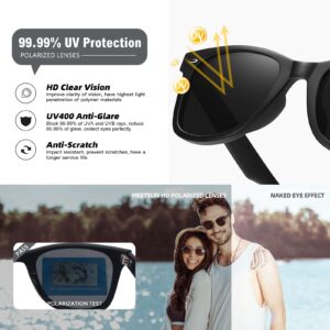 MEETSUN Polarized Sunglasses for Men Women Classic Retro Square Driving Sun Glasses UV400 Protection Matte Black