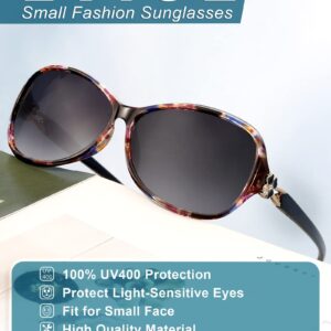 LVIOE Vintage Oval Polarized Sunglasses for Women UV400 Protection Four-leaf Clover Trim Driving Shades LS331