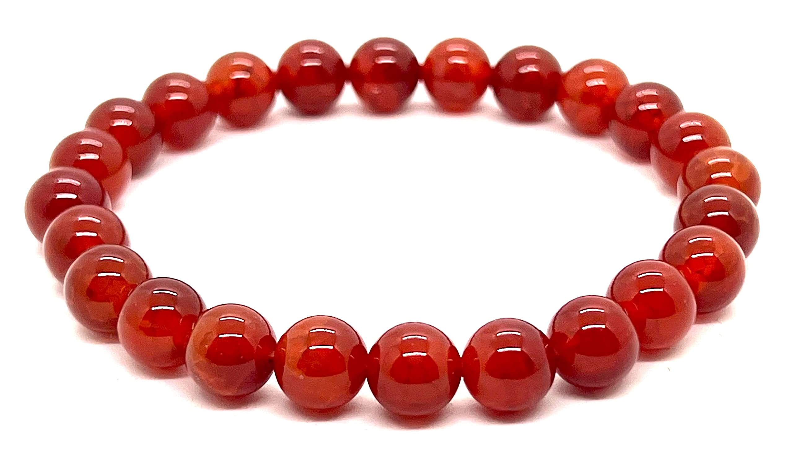 Red Dragon Vein Fire Agate Stretch Bracelet | Root Chakra | Aries Birthstone