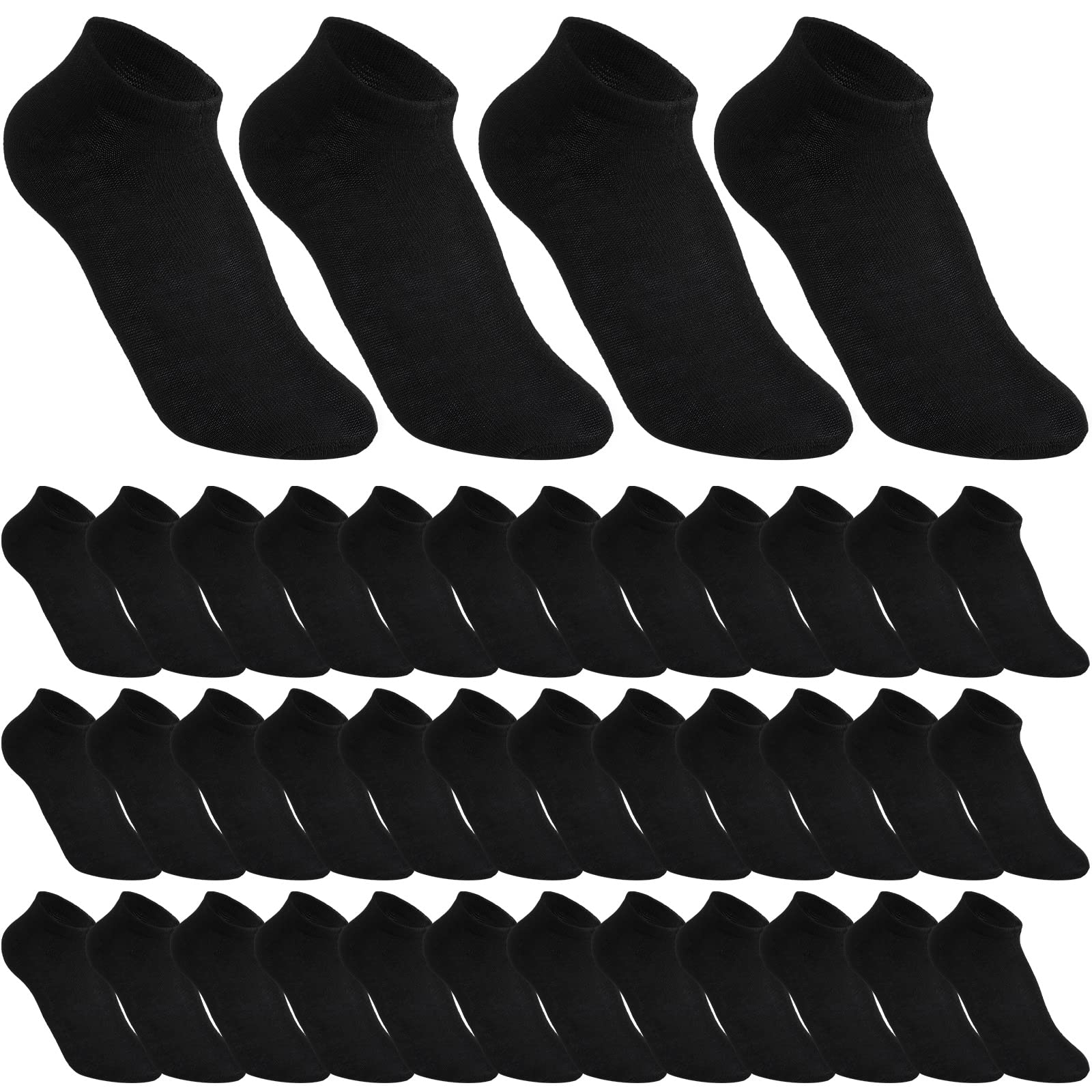 200 Pairs Thin Low Cut Ankle Socks Polyester Comfortable Lightweight Sock for Men Teens Team Charity Event Supplies Bulk Pack (Black)