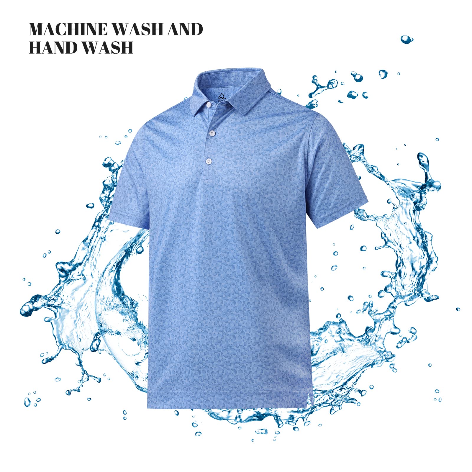 DEOLAX Mens Polo Shirts Moisture Wicking Dry Fit Performance Mens Golf Shirt Regular Fit Fashion Print Short Sleeve Polo