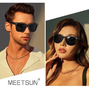 MEETSUN Polarized Sunglasses for Men Women Classic Retro Square Driving Sun Glasses UV400 Protection Matte Black