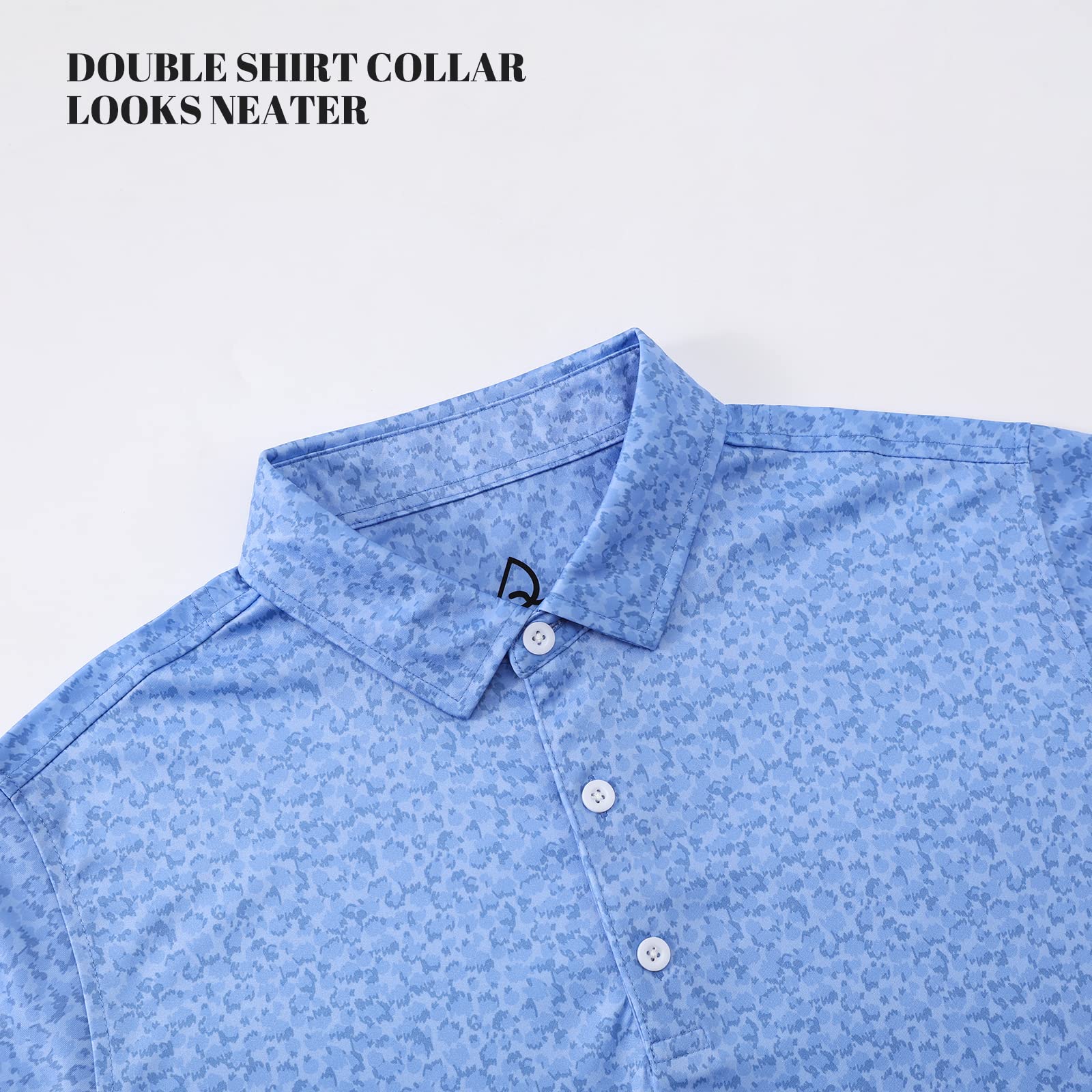 DEOLAX Mens Polo Shirts Moisture Wicking Dry Fit Performance Mens Golf Shirt Regular Fit Fashion Print Short Sleeve Polo