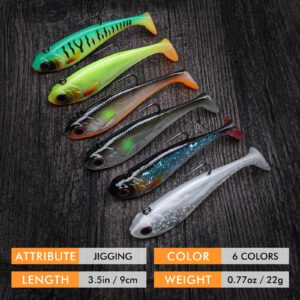 TRUSCEND Pre-Rigged Fishing Jigs, Super Durable Bass Fishing Lures, Well-Made Lifelike Soft Shad Swimbait, MarshSwamp Fishing Lure for Trout Crappie Walleye