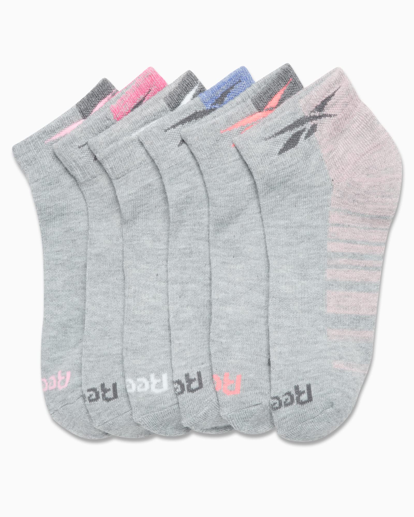 Reebok Women's Quarter Socks - 6 Pack Stretch Performance Arch Support Socks - Soft Cushioned Athletic Socks for Women (4-10), Size 4-10, Grey Pattern